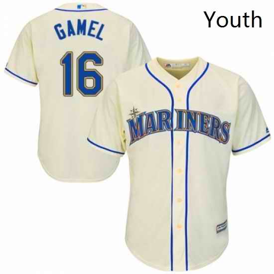 Youth Majestic Seattle Mariners 16 Ben Gamel Replica Cream Alternate Cool Base MLB Jersey